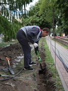 В сквере имени Бунина ведутся работы по устройству системы автополива