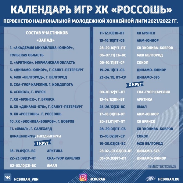 Календарь игр ХК "Россошь" Ко всем новостям