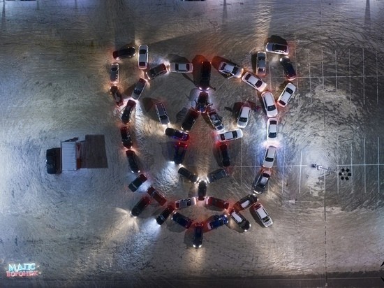 45 автомобилей выстроили в Воронеже морду тигра