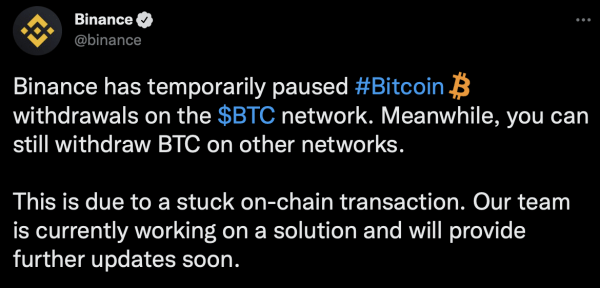 Биткоин обвалился до $23,3 тысячи, а криптобиржа Binance приостановила вывод средств