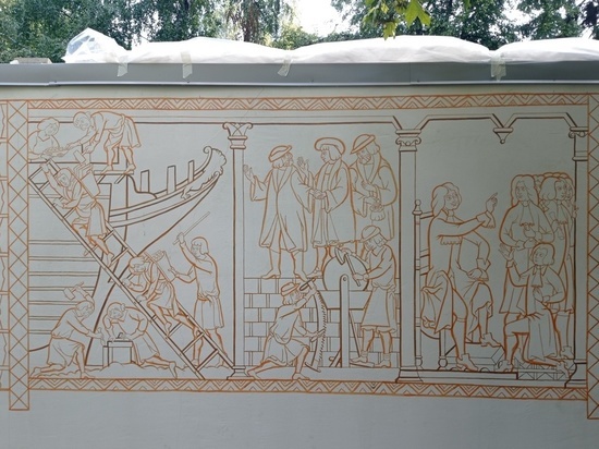 В Воронеже студенты Московского института имени Сурикова работают над созданием росписи на стене