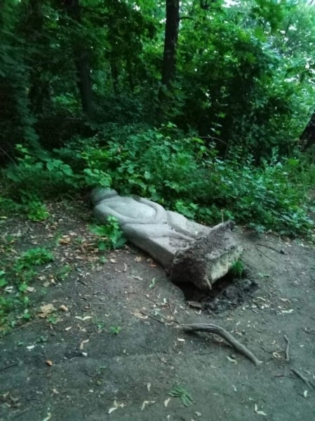 В Воронеже вандалы "выкорчевали" половецкую бабу, украшавшую экотропу