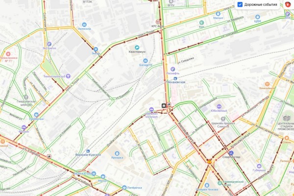 Неработающие светофоры на Заставе вызвали 9-балльную пробку в Воронеже